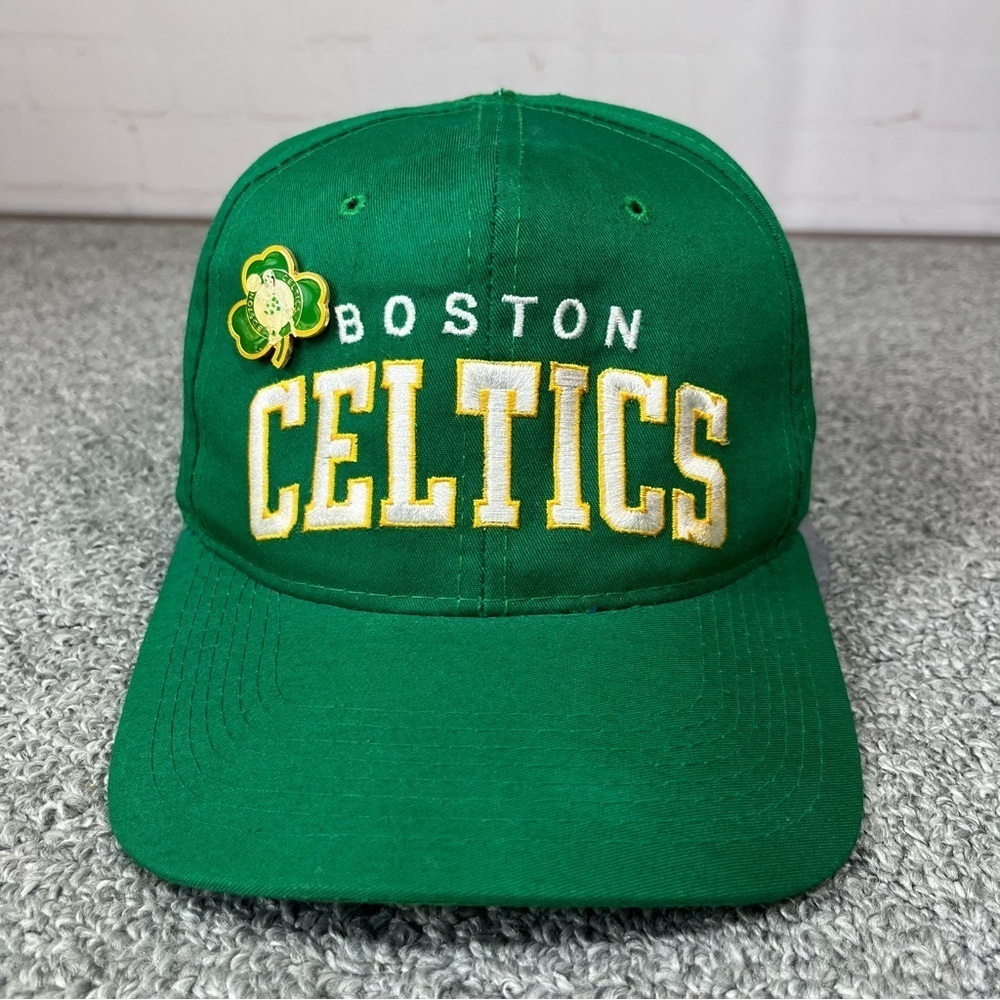 Vintage Starter Boston Celtics Snapback Hat NBA Arch Green Embroidered With Pin
